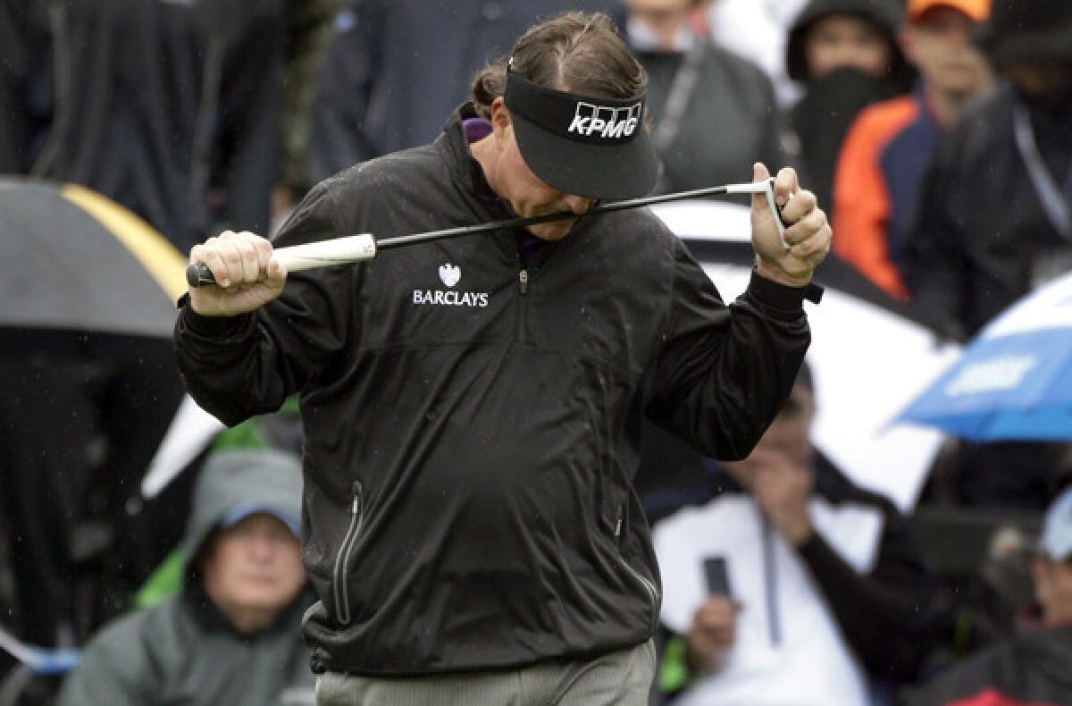 Phil Mickelson after missing a birdie putt at No. 18 on Sunday in the final round of the Wells Fargo Championship at Quail Hollow.