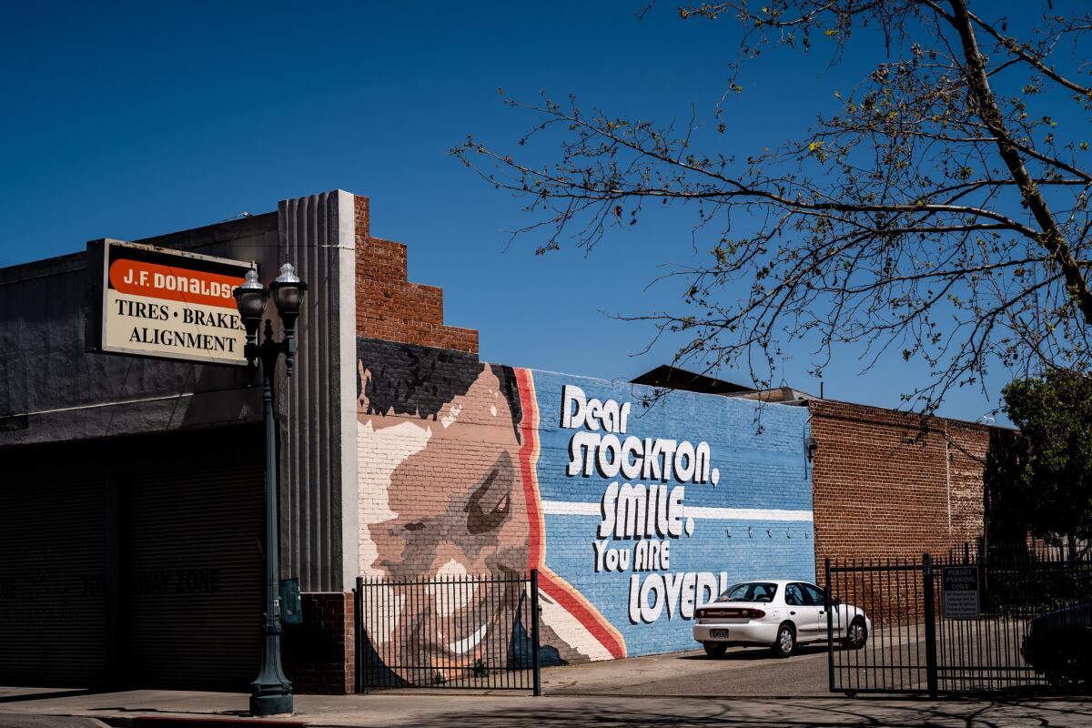 A mural in downtown Stockton, Calif.