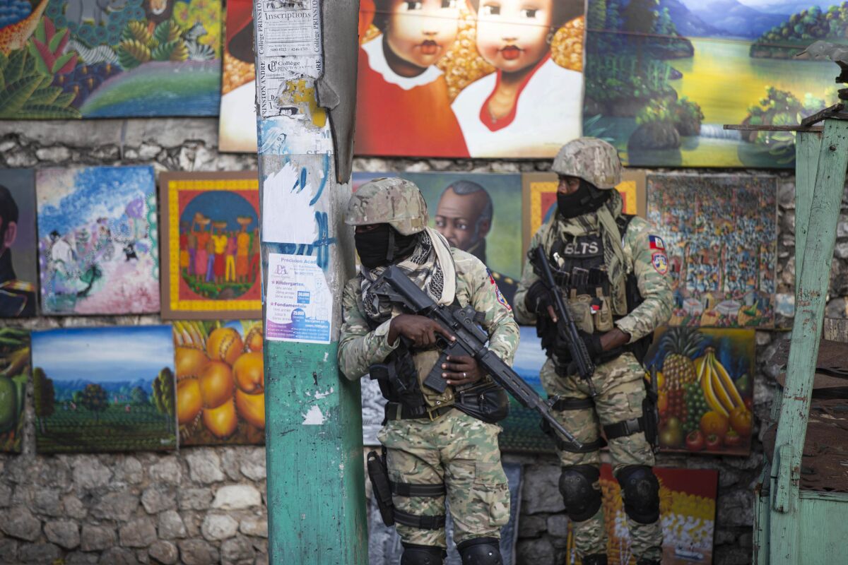 Soldiers patrol in Port-au-Prince, Haiti 