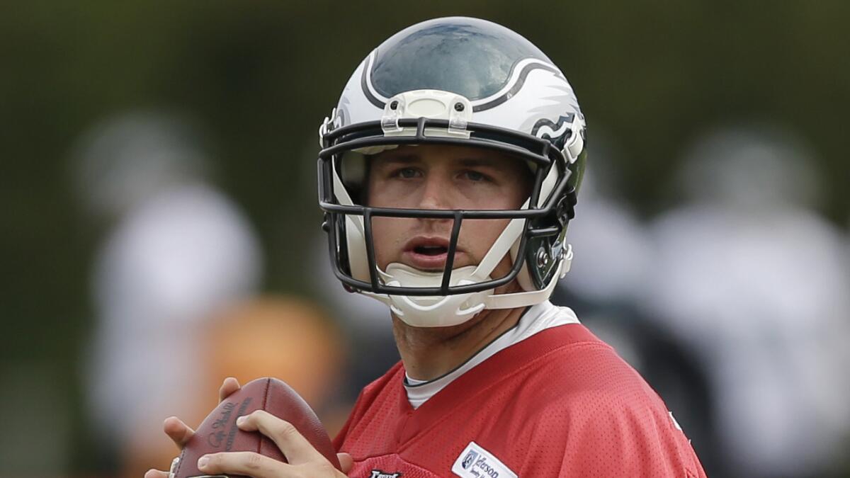 Philadelphia Eagles quarterback Matt Barkley will back-up Mark Sanchez against the Carolina Panthers on Monday.