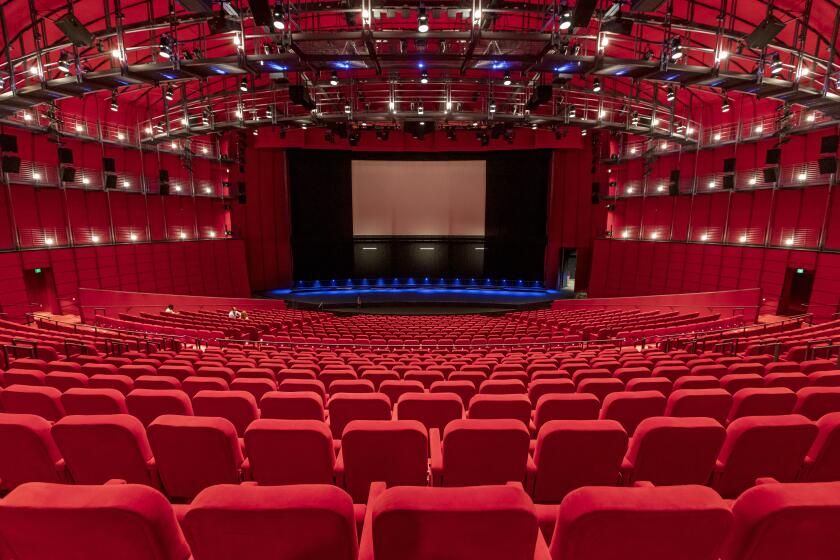 LOS ANGELES, CA - Wednesday, July 28, 2021 - Red seats in David Geffen Theater at the new Academy Museum of Motion Pictures. (Ricardo DeAratanha / Los Angeles Times)