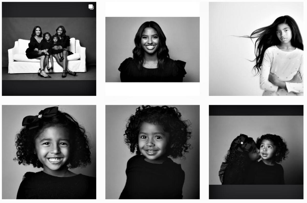 A collage of photos that Vanessa Bryant posted on social media of herself and daughters for Christmas.