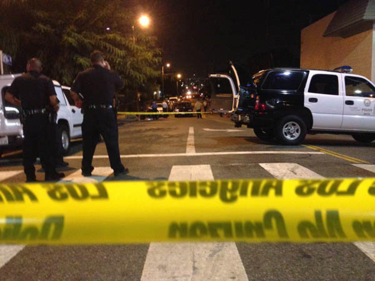One person was killed and two wounded in a shooting in San Pedro near Gaffey and 5th streets.