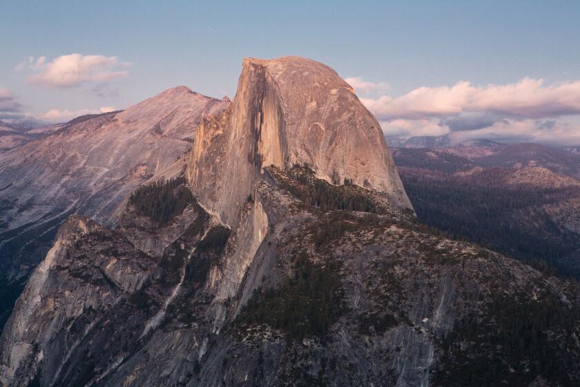 A view of Half Dome from Glacier Point at Yosemite National Park in California.