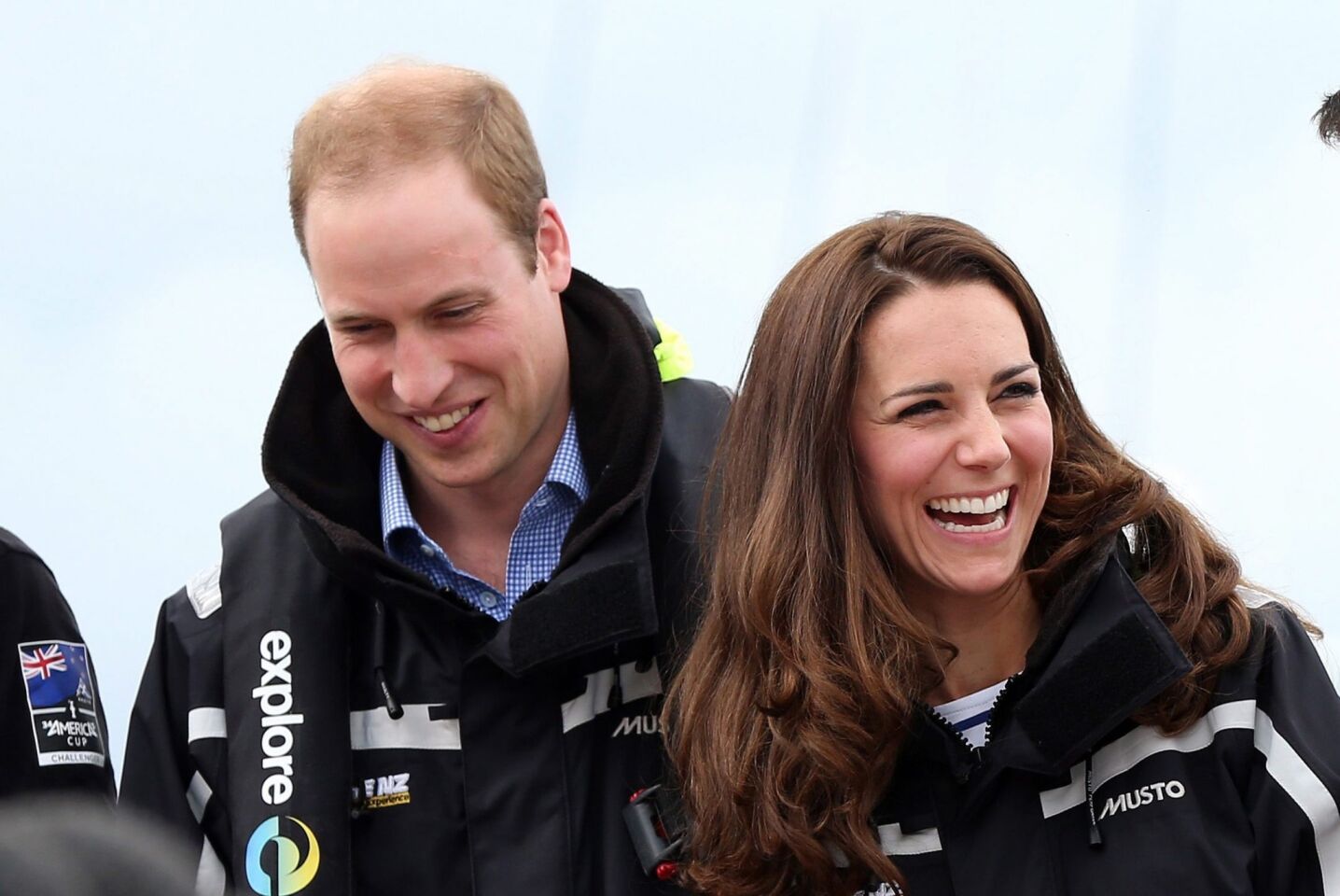 The couple share a smile before sailing with Team New Zealand on America's Cup yachts.