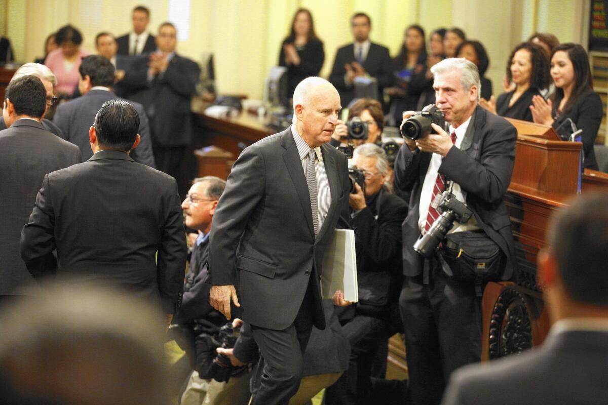 Gov. Jerry Brown at the State of the State address.