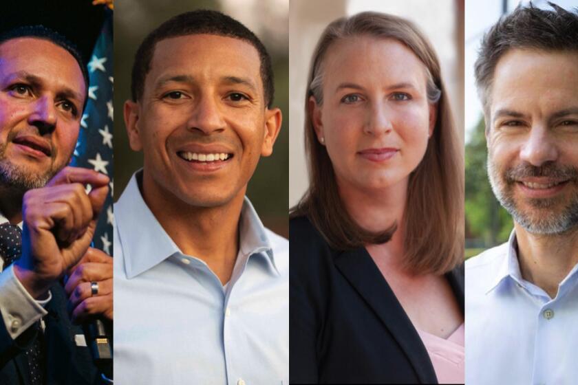 Here ar four ongshot candidates for governor.(From L-R), Anthony Trimino, Shawn Collins, Jenny Rae Le Roux and Michael Shellenberger.