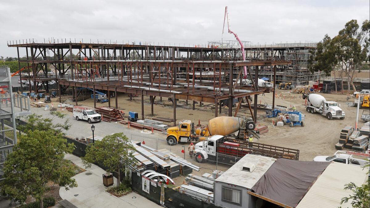 Construction continues this week on the new math and science building and STEM center at Golden West College in Huntington Beach.