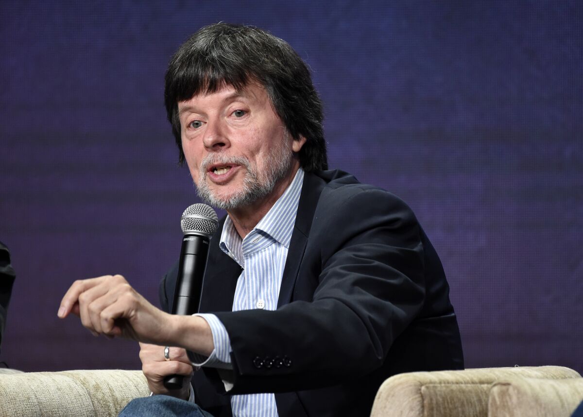 FILE - Ken Burns, director of the PBS documentary series "Country Music," takes part in a panel discussion during the Television Critics Association Summer Press Tour, July 29, 2019, in Beverly Hills, Calif. Hampshire College has received an anonymous $5 million gift in honor of one of its most famous alumni, award-winning documentary filmmaker Ken Burns, that will help the school continue its academic transformation. The gift announced Tuesday, Jan. 4 2022 is the second $5 million gift the college located in Amherst has received since it launched a $60 million fundraising campaign January 2020, following a financial crisis that prompted the school to consider a merger. (Photo by Chris Pizzello/Invision/AP, File)