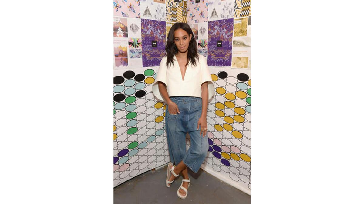 Singer-songwriter Solange Knowles attends the Teva launch celebration of the 2016 Artist Series Collection at the Bold Room on April 19 in Los Angeles.