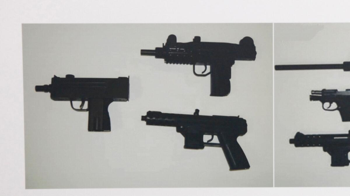 Some of the guns confiscated from the home of a Pasadena police officer.