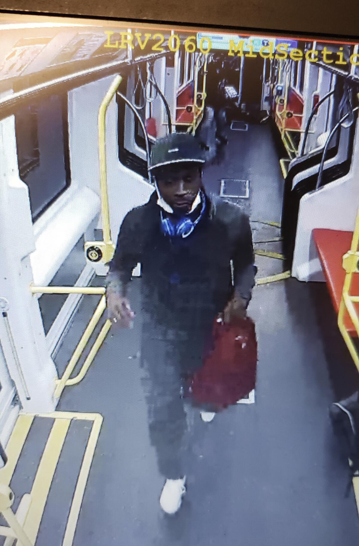 FILE - In this image from video released by the San Francisco Police Department is person of interest Javon Green following a shooting on a Muni Metro train in San Francisco, Wednesday, June 22, 2022. San Francisco police say Green, who allegedly shot and killed a 27-year-old man and wounded a 70-year-old man on a San Francisco subway commuter train, has been arrested Thursday, June 23, 2022, in Pittsburg, a city about 40 miles (64 kilometers) east of San Francisco. (San Francisco Police Department via AP, File)