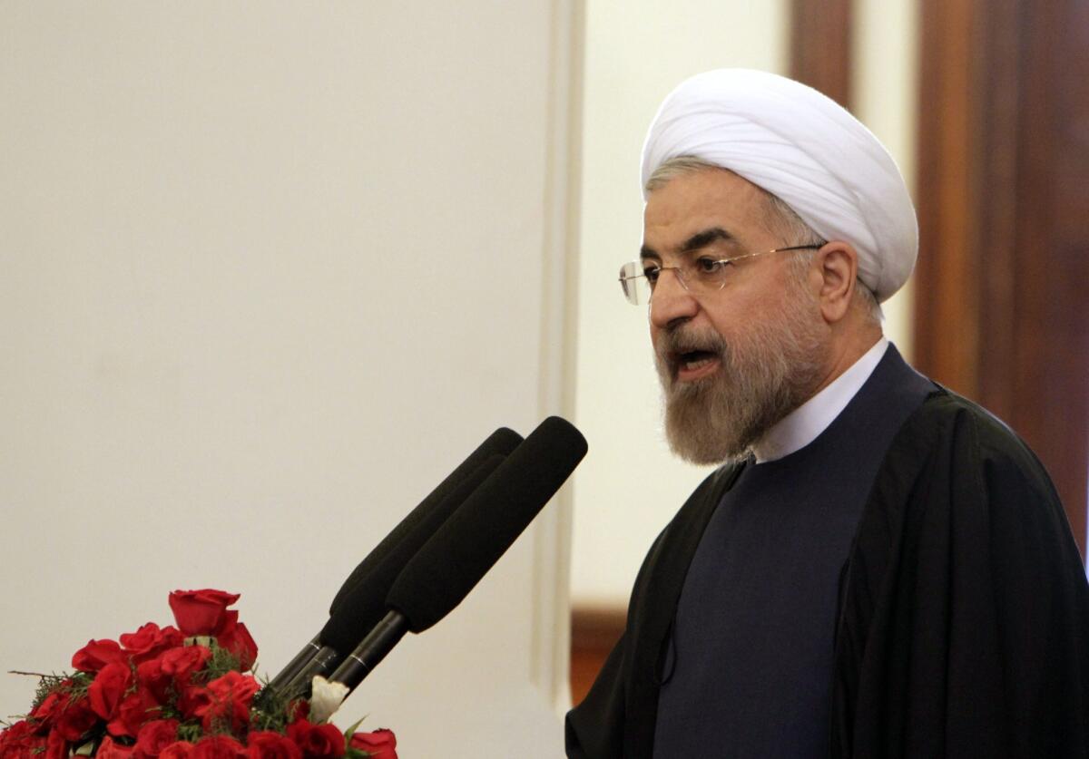 Iranian President Hassan Rouhani speaks in Afghanistan.