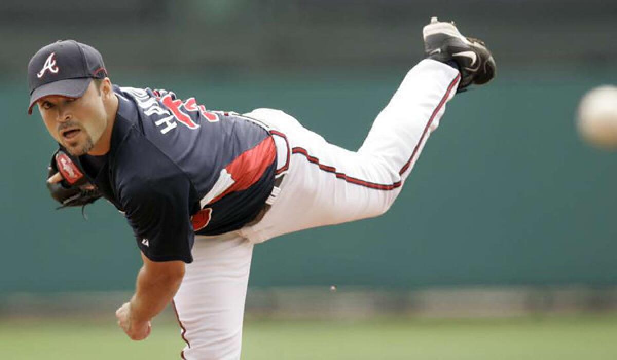 The Angels named former All-Star pitcher Mike Hampton, pictured in 2008 with the Atlanta Braves, the team's pitching coach at double-A Arkansas.