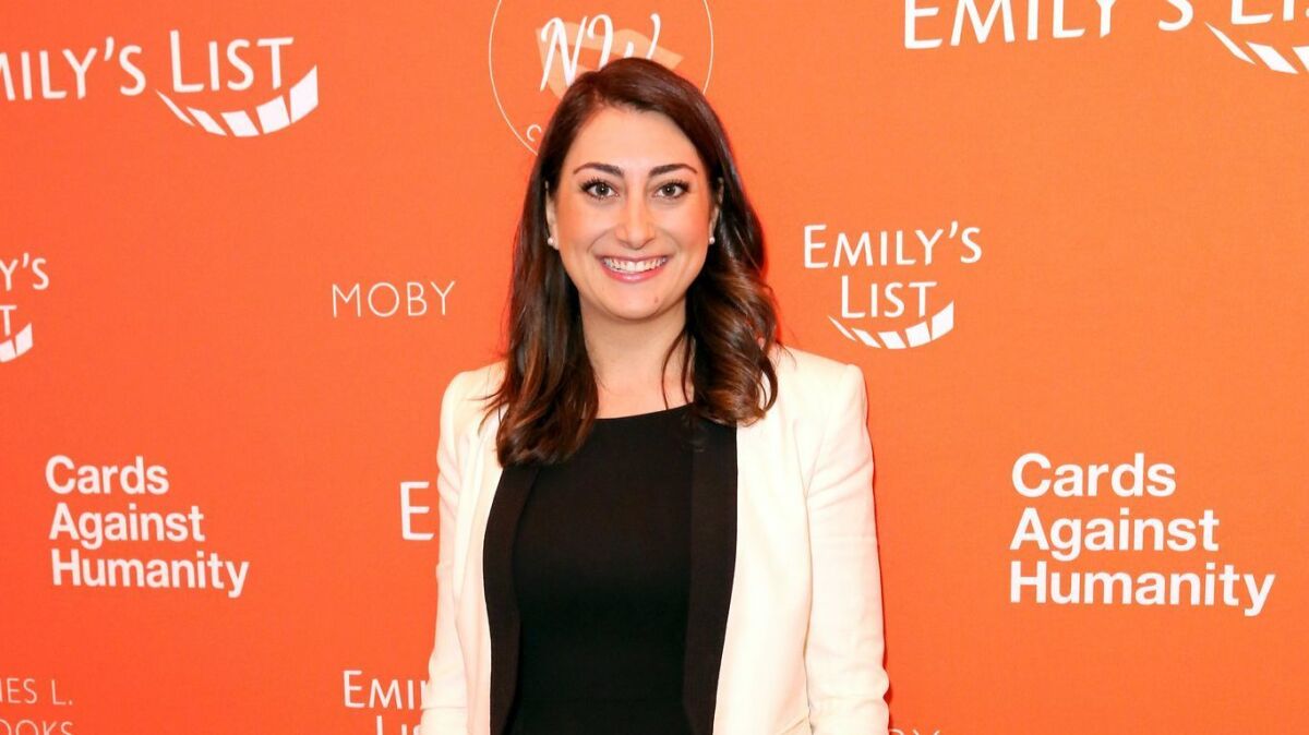 Sara Jacobs attends EMILY's List's "Resist, Run, Win" Pre-Oscars Brunch on February 27, 2018 in Los Angeles.