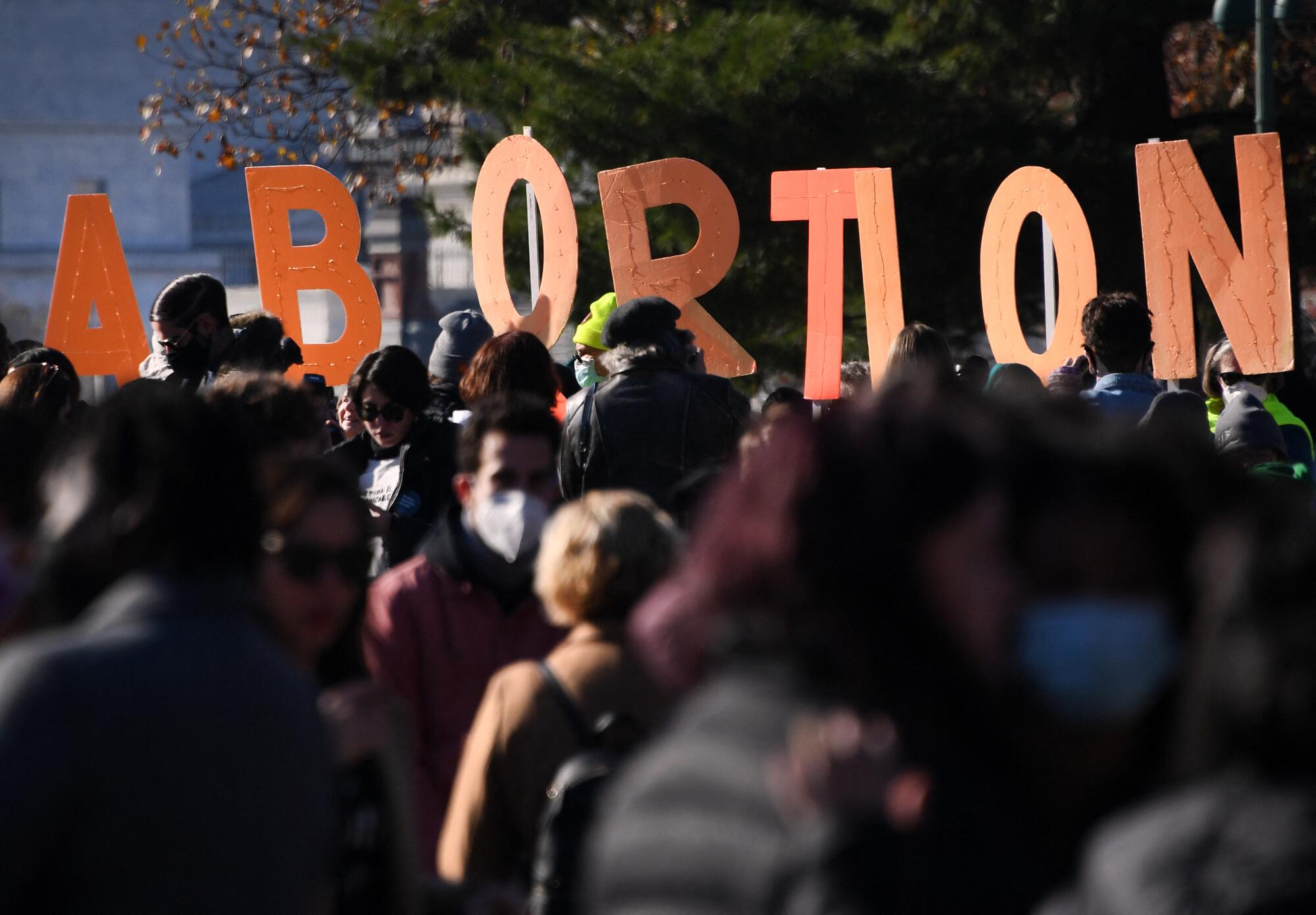 Abortion rights advocates and anti-abortion protesters demonstrate in front of the Supreme Court in Washington, DC.