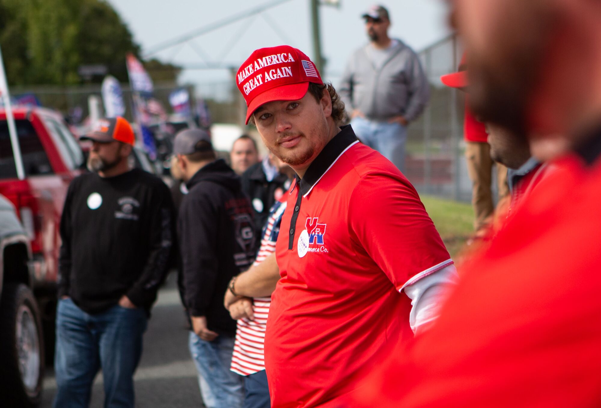 T.L. Mann, president of The Alamance Young Republicans, along with hundreds of Trump supporters