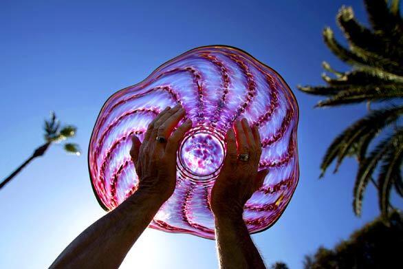 Handblown art glass bowl at the Sawdust Art Festival in Laguna Beach.