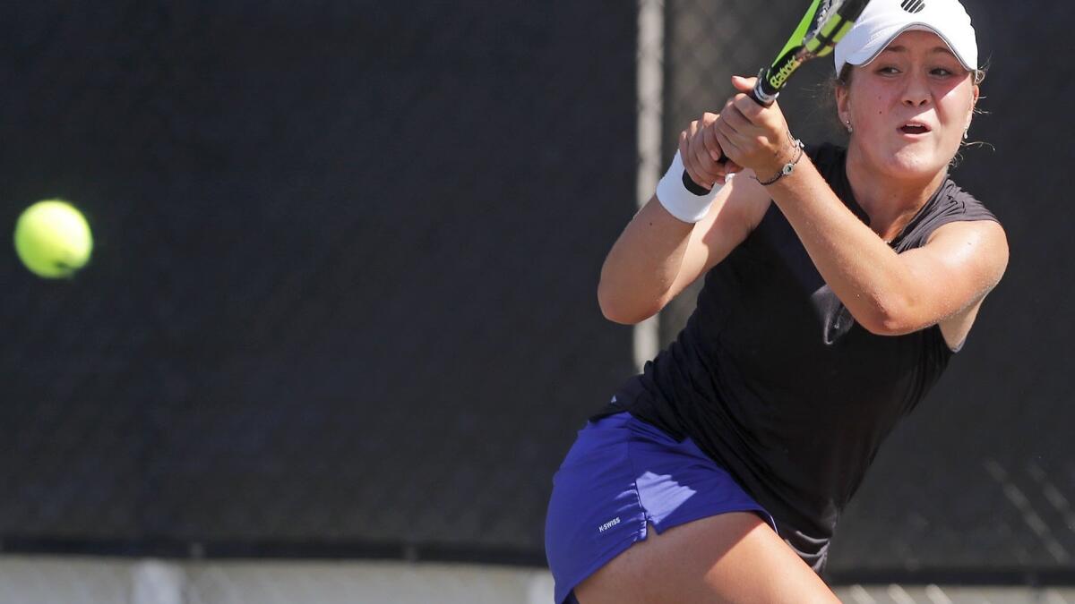 Leyden Games triumphed against Janie Marcus during a girls’ 18 singles round of 64 match in the 116th annual Southern California Junior Sectionals Championships on Wednesday.