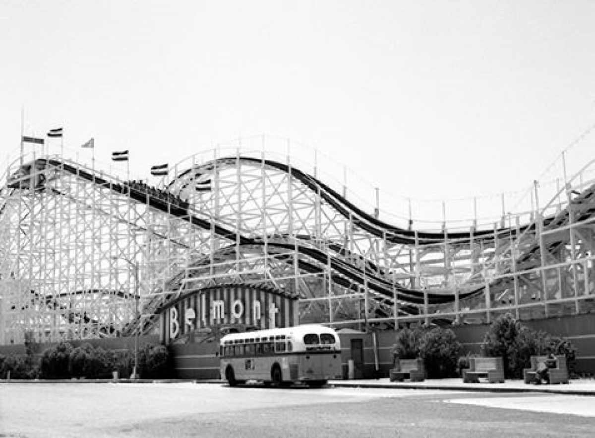 An undated photo of The Giant Dipper roller coaster at Belmont Park in Mission Beach.