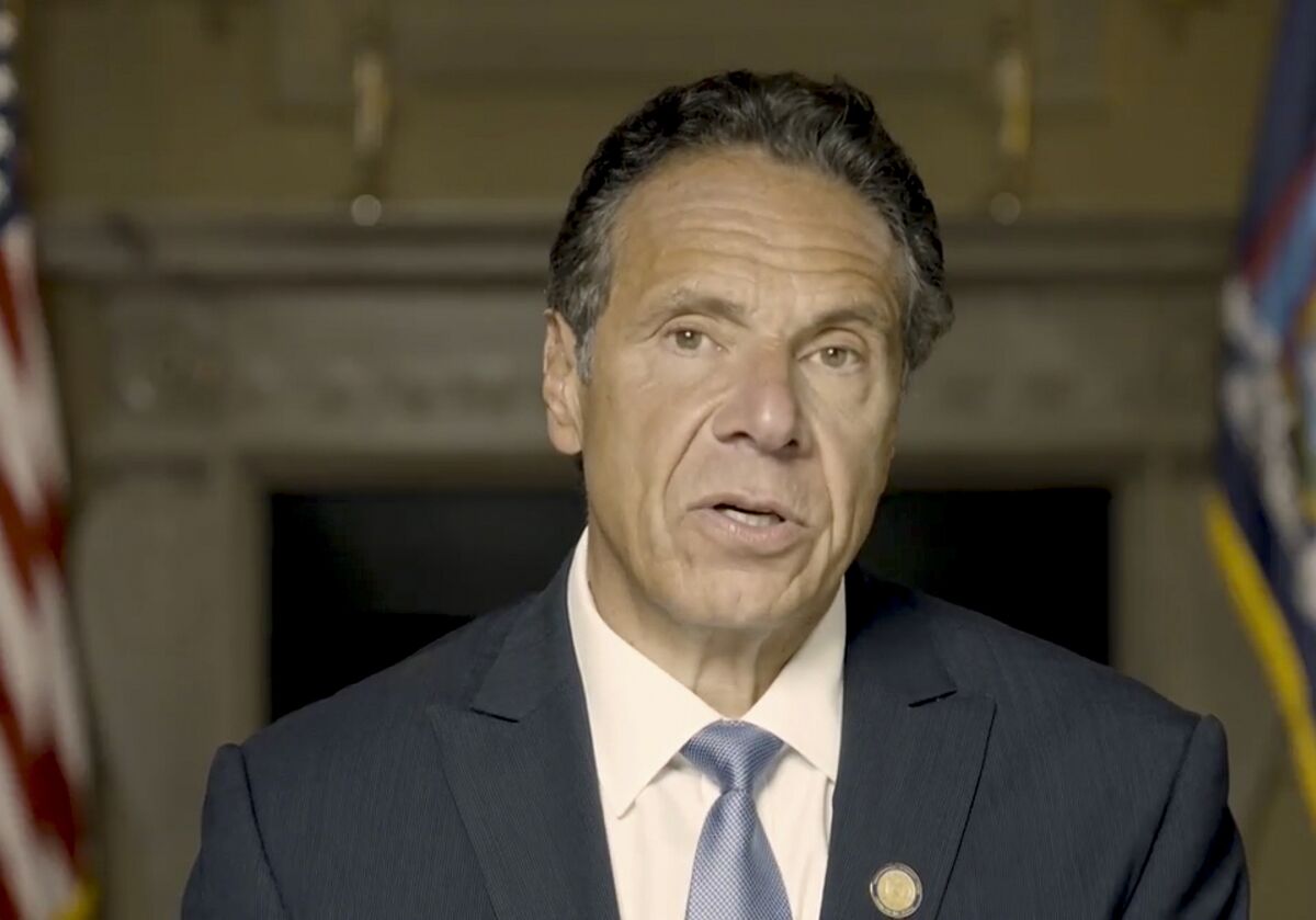 FILE - In this image taken video provided by Office of the NY Governor, New York Gov. Andrew Cuomo makes a statement in a pre-recorded video released, Tuesday, Aug. 3, 2021, in New York. In his response to an independent investigation that found he sexually harassed 11 women, Cuomo cited his own family member's sexual assault to explain his behavior with accuser Charlotte Bennett. That component of his statement came under criticism from sexual assault survivors, their advocates and even crisis public relations managers. He offered an apology to just two of his accusers, which was publicly rejected by one, and flat-out denied allegations that he inappropriately touched anyone. (Office of the NY Governor via AP )