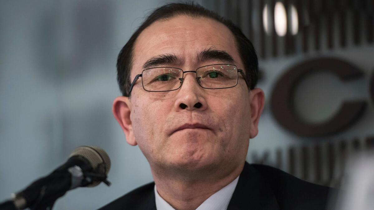 North Korea's former deputy ambassador to Britain, Thae Yong Ho, met Wednesday with reporters to explain his defection to South Korea.
