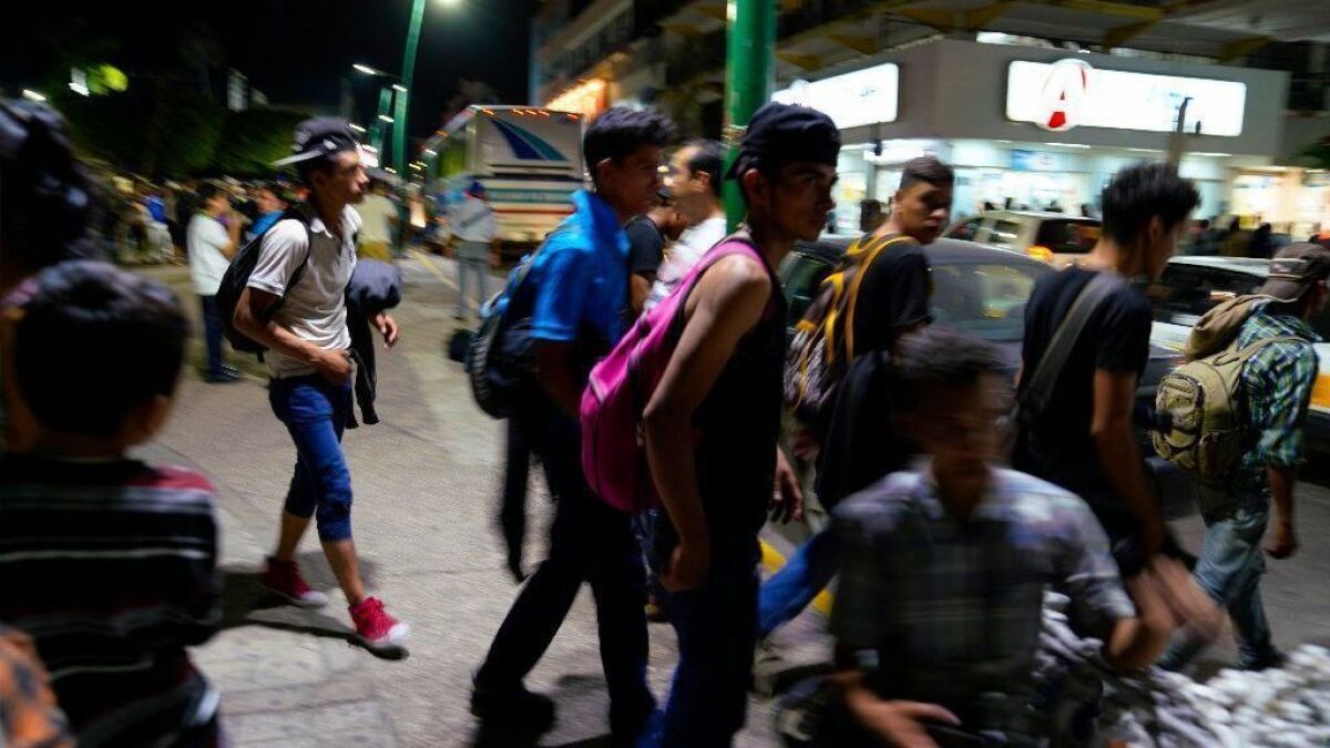 Migrants in Tapachula, Mexico, after crossing the border from Guatemala.