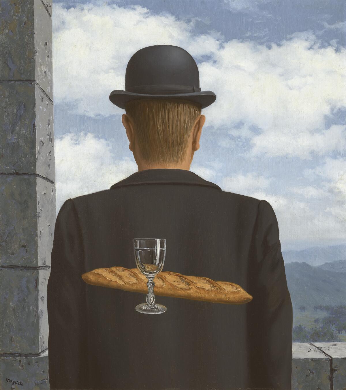 Esta foto publicada por la casa de subastas Christie's el sábado 3 de febrero de 2024, muestra "L'ami intime" (El amigo íntimo) del pintor surrealista René Magritte. (Christie's via AP)