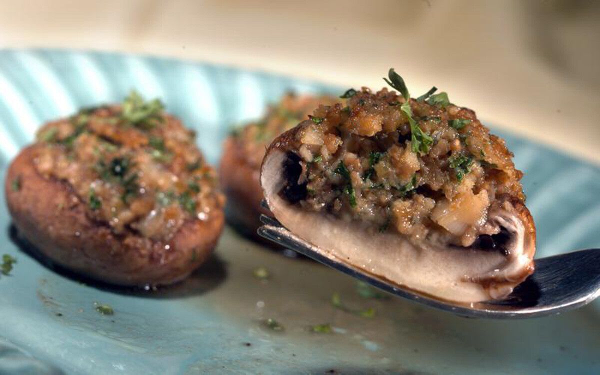 These hearty treats are stuffed with no less than three cheeses. Recipe: Gene Autry stuffed mushrooms