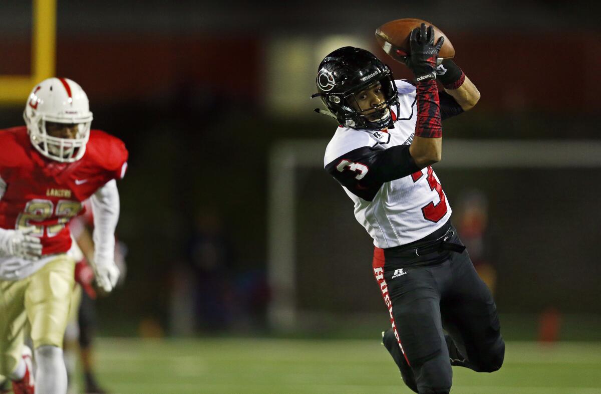 Troy Spencer Jr. (3) is part of Corona Centennial's high-powered offense, which will be in a shootout Saturday against Concord De La Salle.