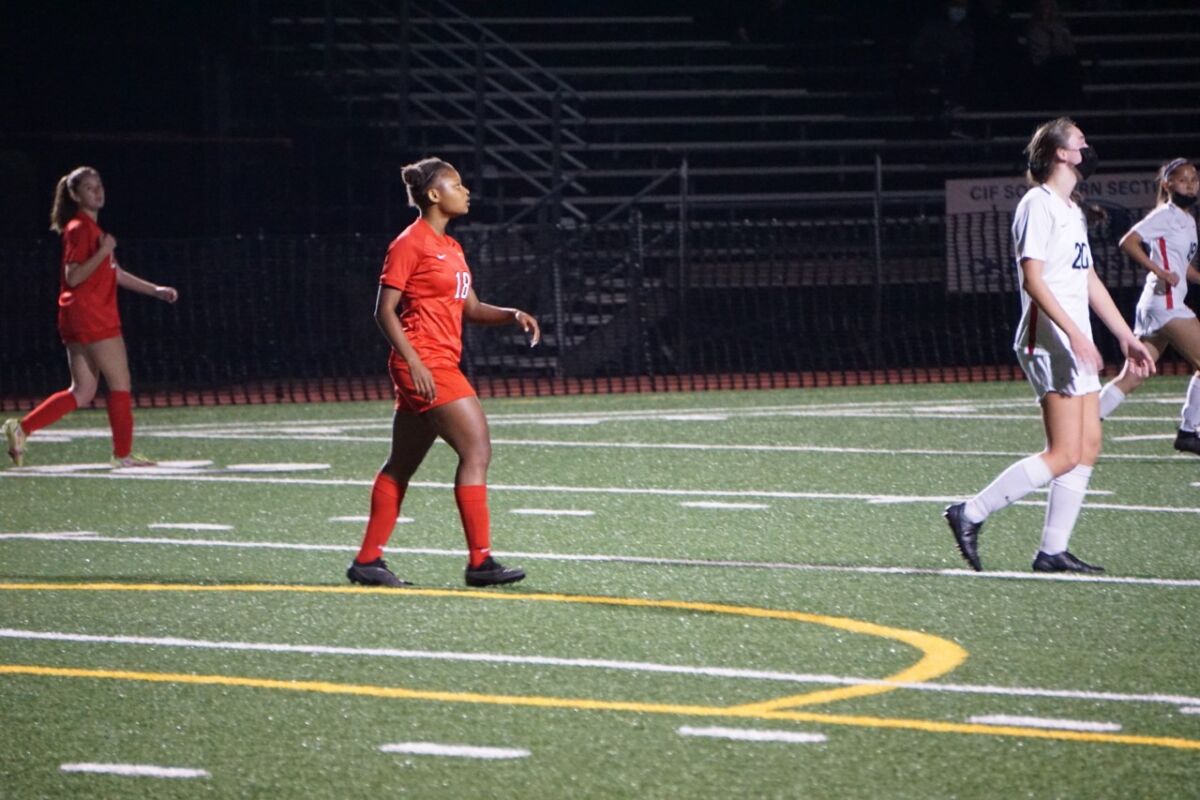 Freshman Victoria Pugh (18) of Harvard-Westlake has provided offensive support without the Thompson sisters.