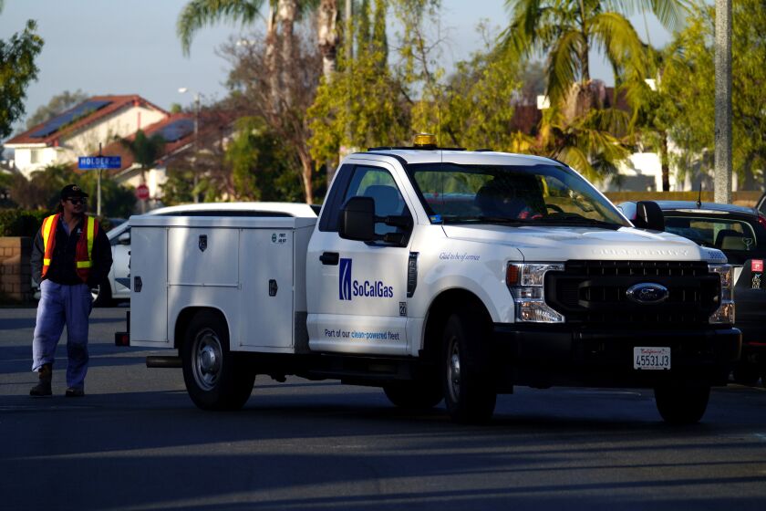 SoCal Gas Company truck on the 6500 block of Ulithi St. in Cypress, CA., on Friday, Jan. 6, 2023.