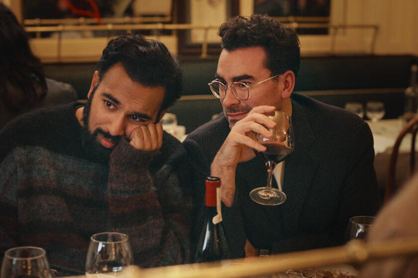 Good Grief. (L to R) Himesh Patel as Thomas and Daniel Levy (writer/director/producer) stars as Marc in Good Grief. Cr. Courtesy of Netflix © 2023.