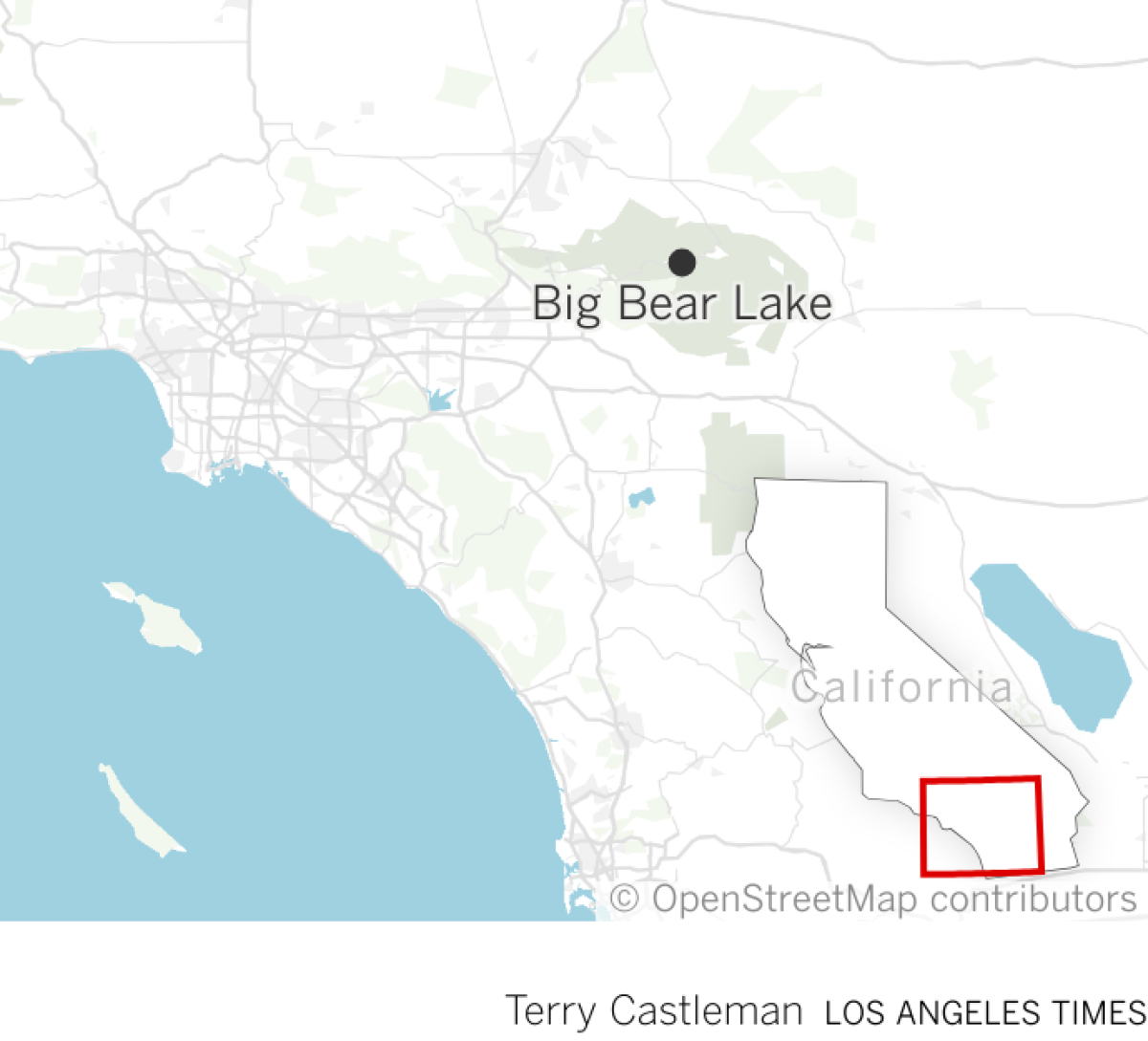 Map showing Big Bear Lake, CA.