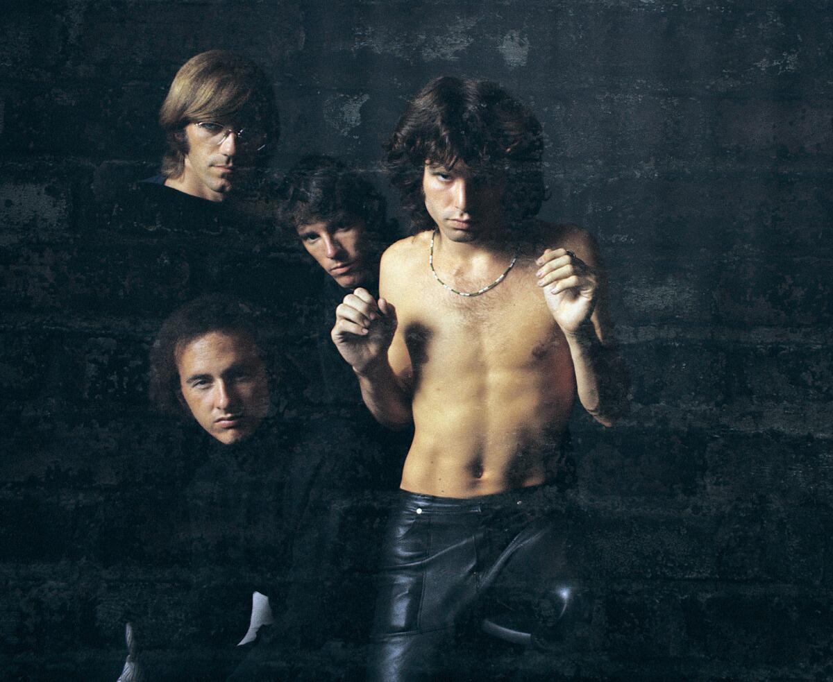 American rock band The Doors pose for their first album cover, 1967.