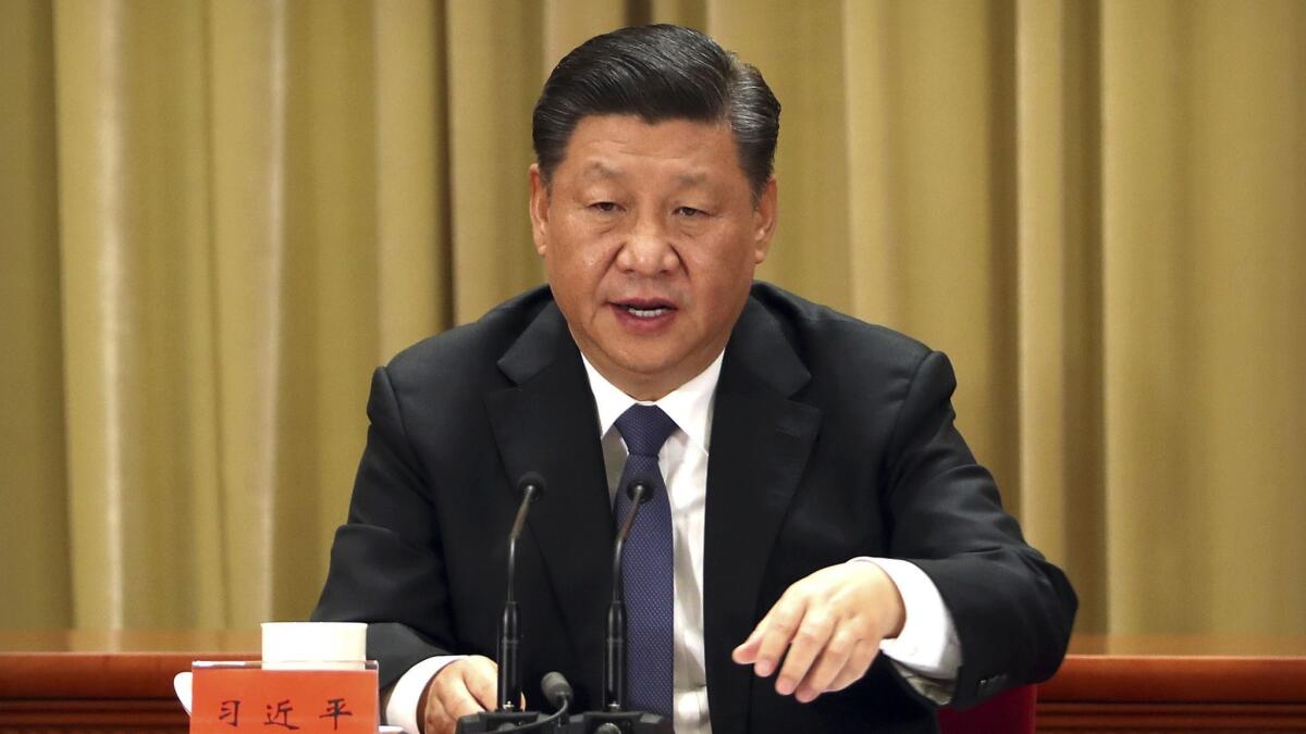Chinese President Xi Jinping speaks Jan. 2 at the Great Hall of the People in Beijing.
