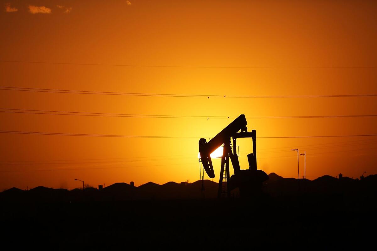 A pumpjack on the outskirts of Midland, Texas, in the Permian Basin.