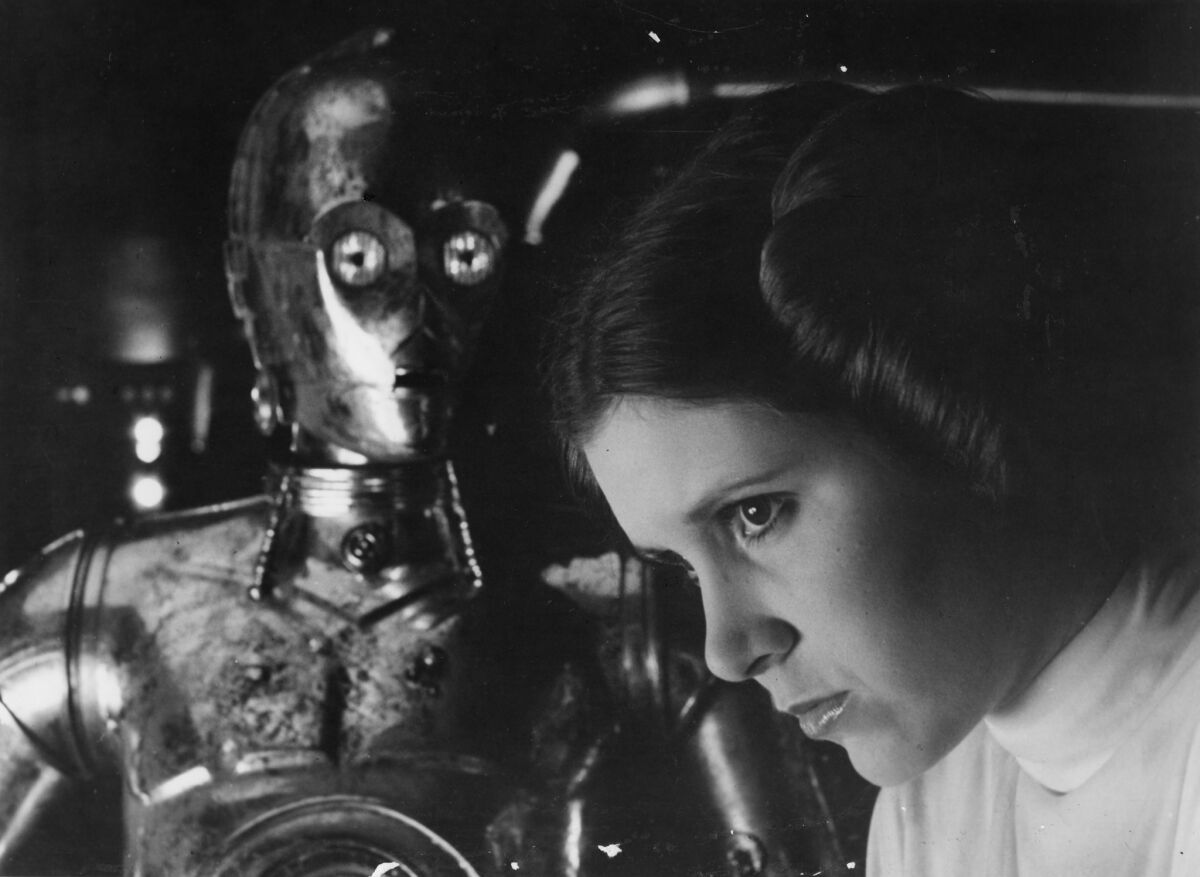 Carrie Fisher made her debut as Princess Leia in George Lucas' 1977 movie, released by 20th Century Fox.