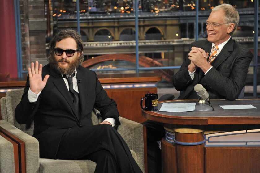 Actor Joaquin Phoenix made a famously bizarre appearance on "Late Show" in 2009.
