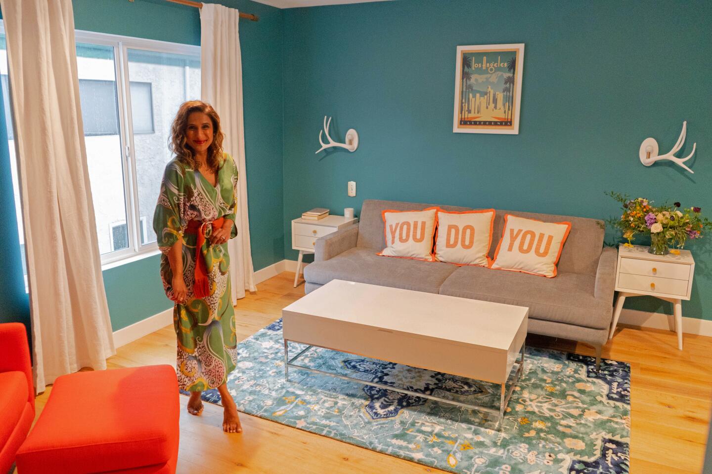 "I love mixing styles and eclectic tastes," actress Sarayu Blue says of her office retreat.