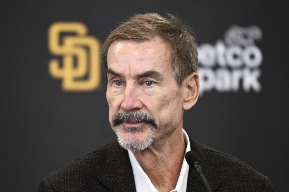 San Diego Padres Chairman Peter Seidler speaks at a news conference held to announce the signing of Xander Bogaerts.