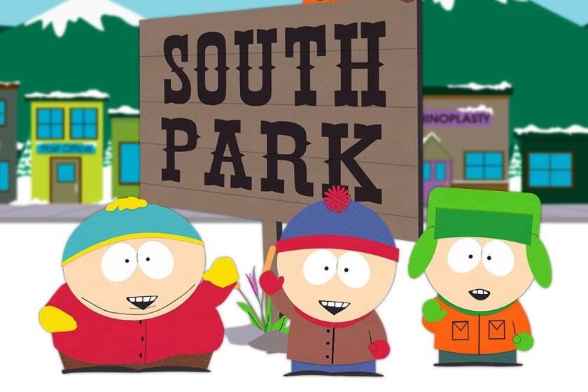 "South Park" characters Eric Cartman (L), Stan Marsh, Kyle Broflovski (R)