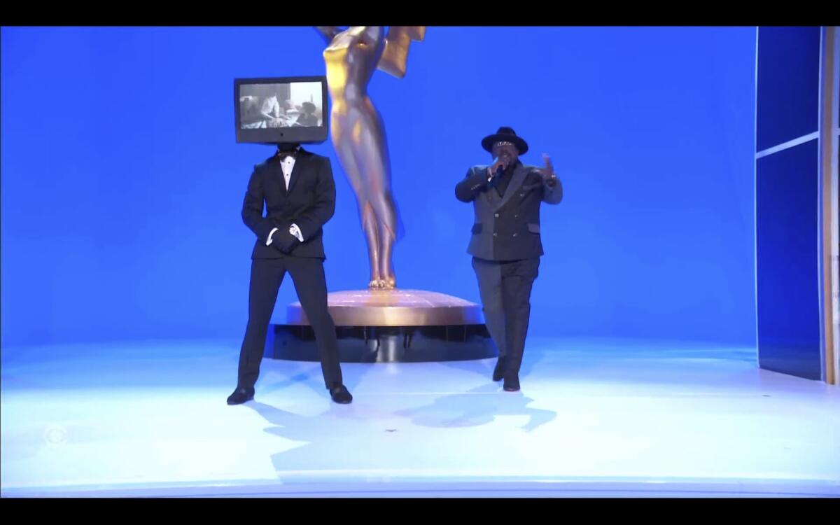  Cedric the Entertainer speaks at the 73rd Primetime Emmy Awards at L.A. Live in Los Angeles. 