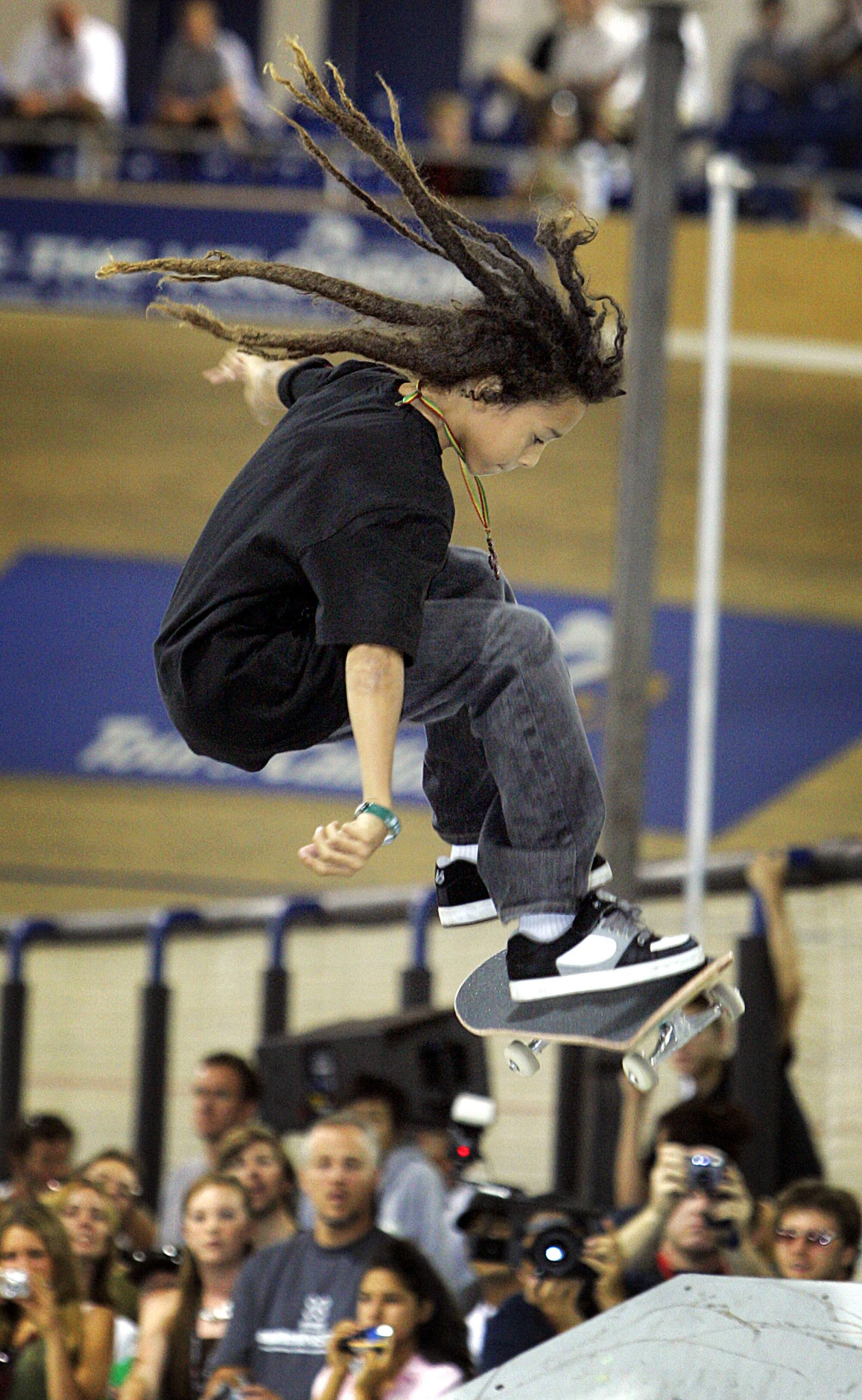 Nyjah Huston, of Davis, Calif., at age 11 the youngest X Game competitor ever