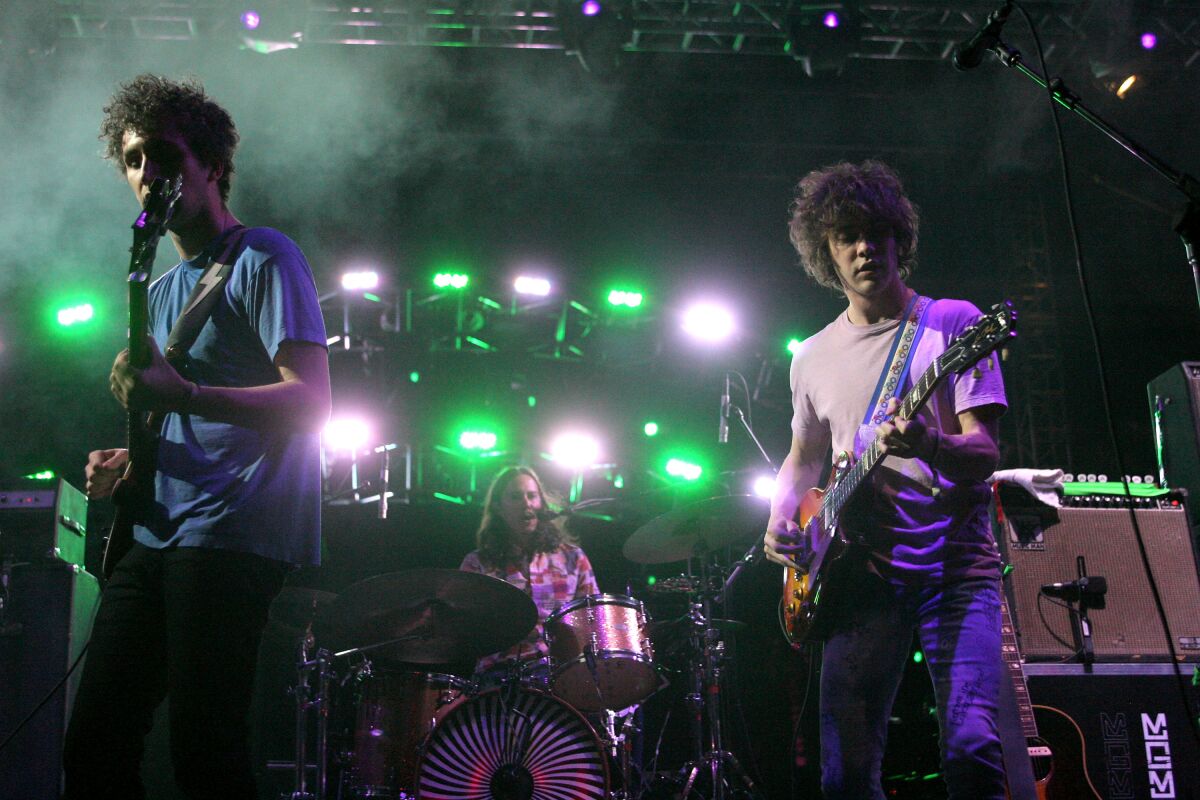 Musicians Ben Martin Goldwasser, Will Berman and Andrew VanWyngarden from the band MGMT perform during day two of the Coachella Valley Music & Arts Festival 2010 held at the Empire Polo Club on April 17, 2010 in Indio, California.