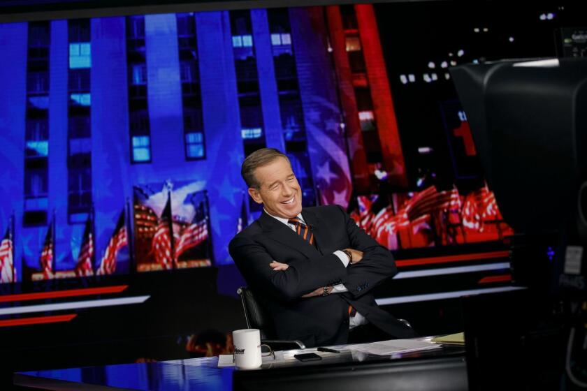 NEW YORK, N.Y. -- WEDNESDAY, OCTOBER 17, 2018: Brian Williams taping his show, "The 11th Hour with Brian Williams," in New York, N.Y., on Oct. 17, 2018. (Marcus Yam / Los Angeles Times)