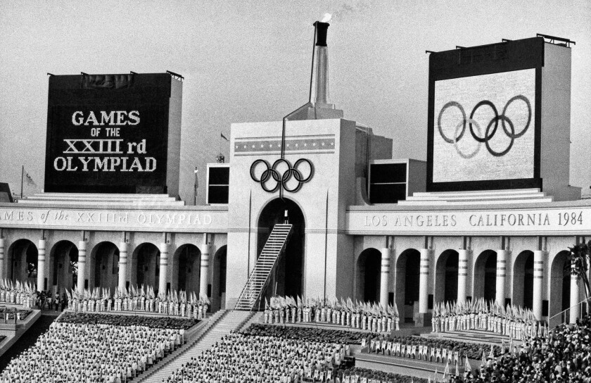 The Coliseum is shown during the 1984 Olympics.