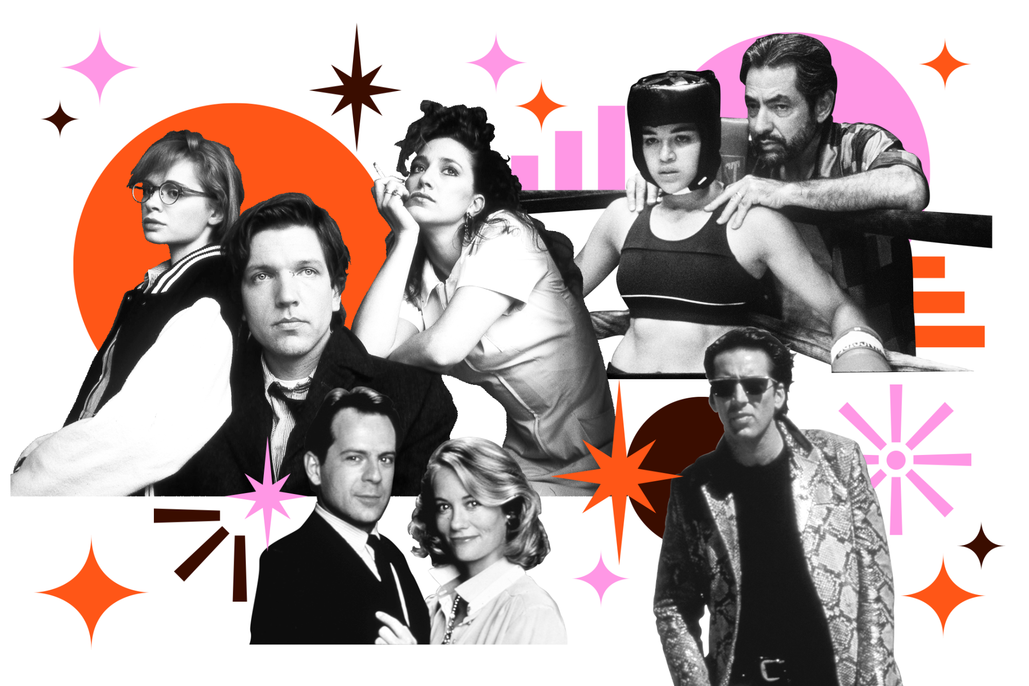 A photo collage from four movies: "Trust," "Moonlighting," "Girlfight" and "Wild at Heart"