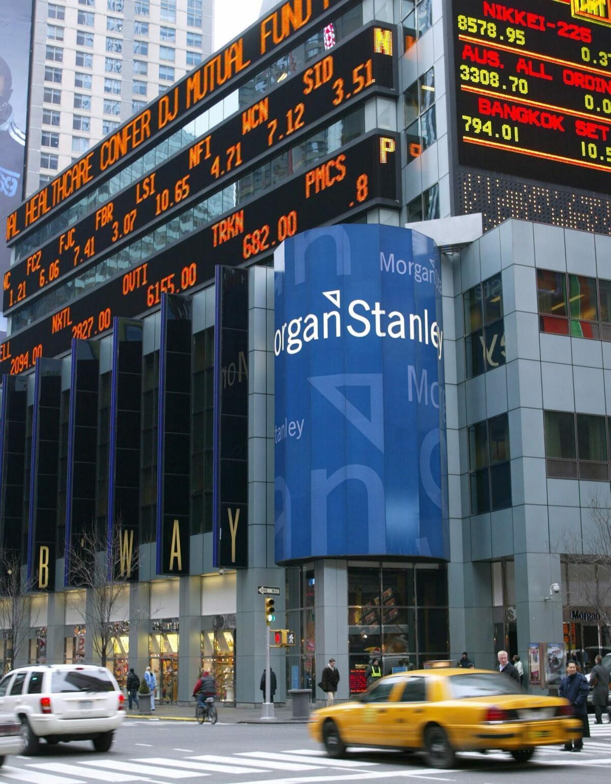 The exterior of Morgan Stanley Group Inc. headquarters in New York.