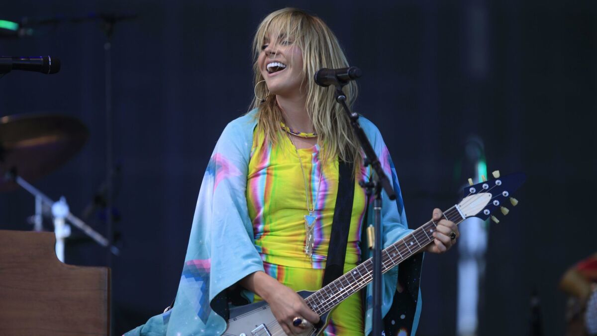 Vermont-bred singer-songwriter Grace Potter is now based in Los Angeles and on her first concert tour in four years. She is shown above performing at the debut edition of the KAABOO Del Mar festival.